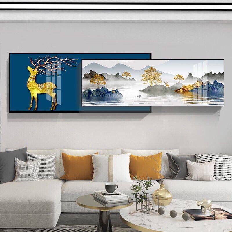 包安装客厅装饰画沙发背景墙叠加创意壁画卧室挂画北欧大气晶瓷画