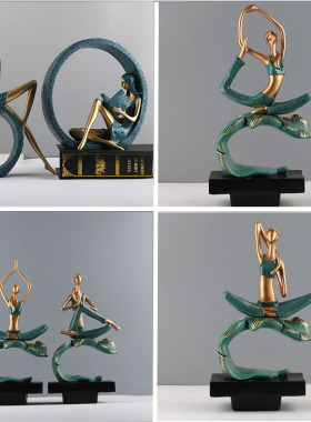 创意家居饰品文艺看书女孩瑜珈小摆件客厅电视柜酒柜装饰品办公室