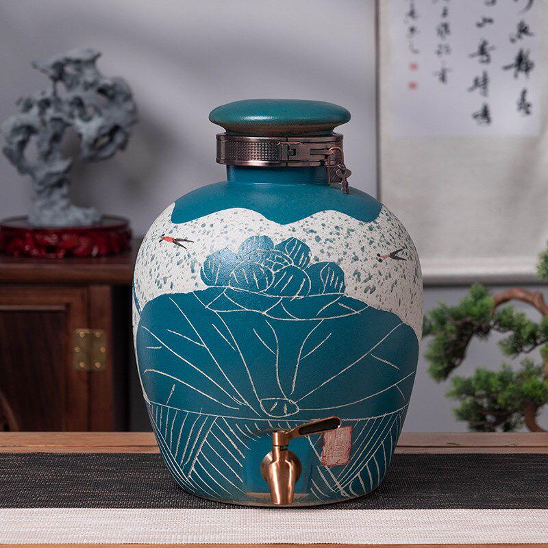 景德镇仿古酒坛子陶瓷储酒罐10斤20斤30斤50斤装家用密封白酒空瓶