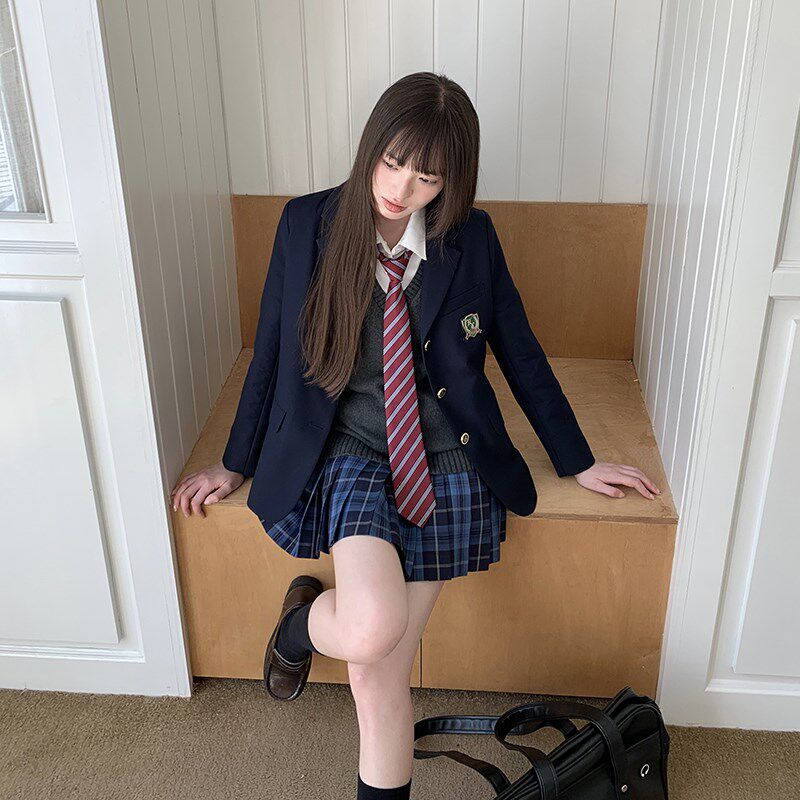 东京岁时记JK制服套装校供感西装女秋冬学院风格子百褶裙西服套装