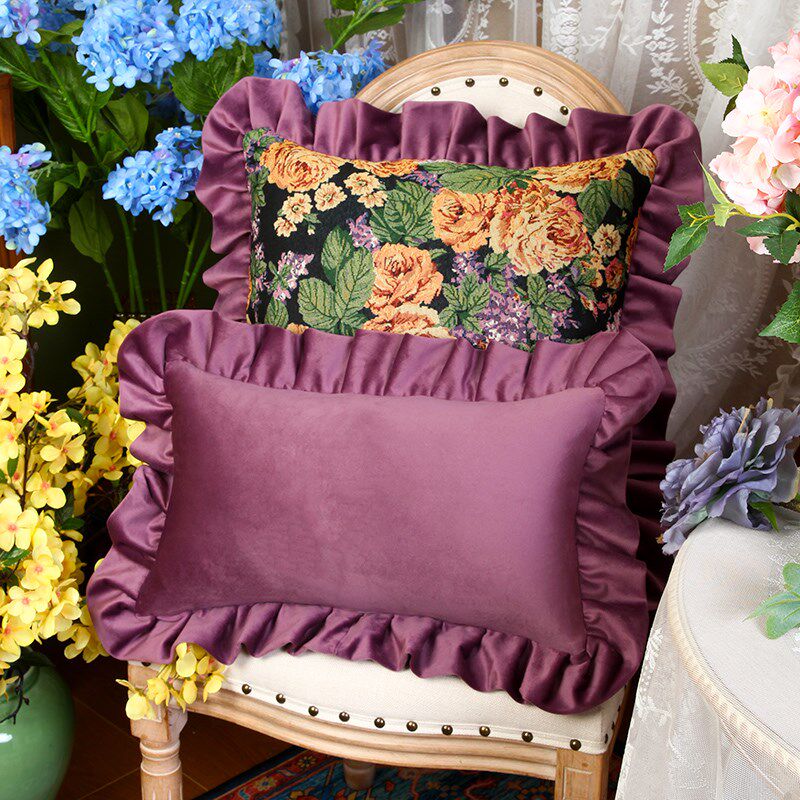 高端复古风抱枕花卉高级感沙发靠枕美式氛围感造型枕可拆洗腰枕