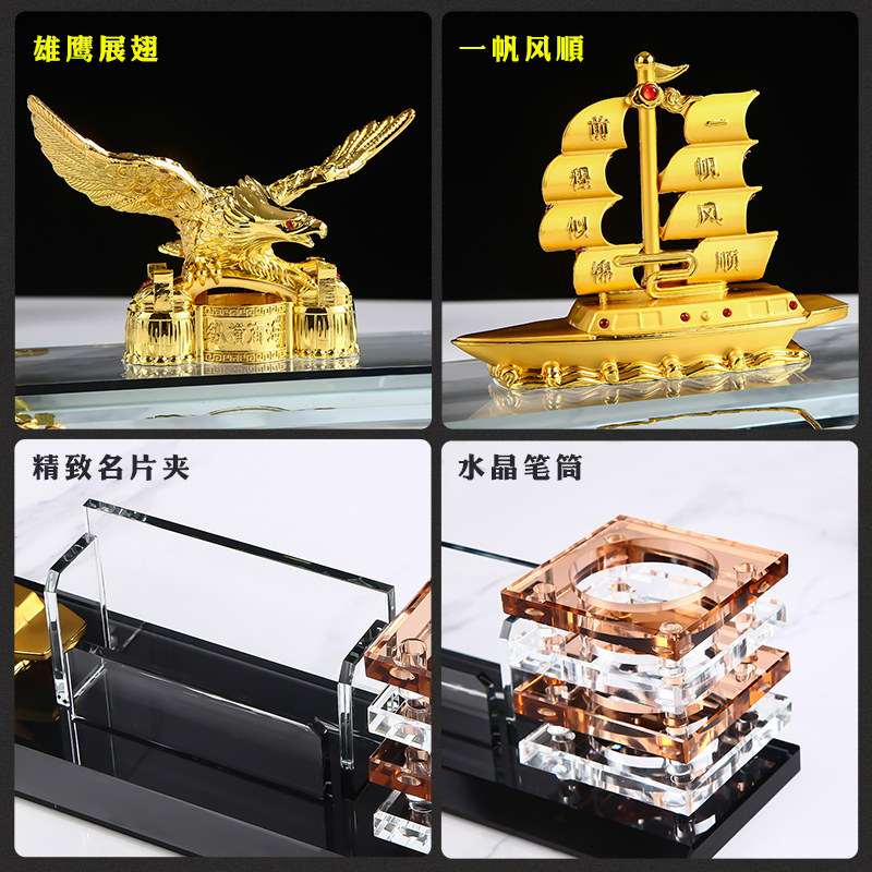 公司商务办公员工嘉奖礼品创意水晶船桌面摆件送领导客户diy定制
