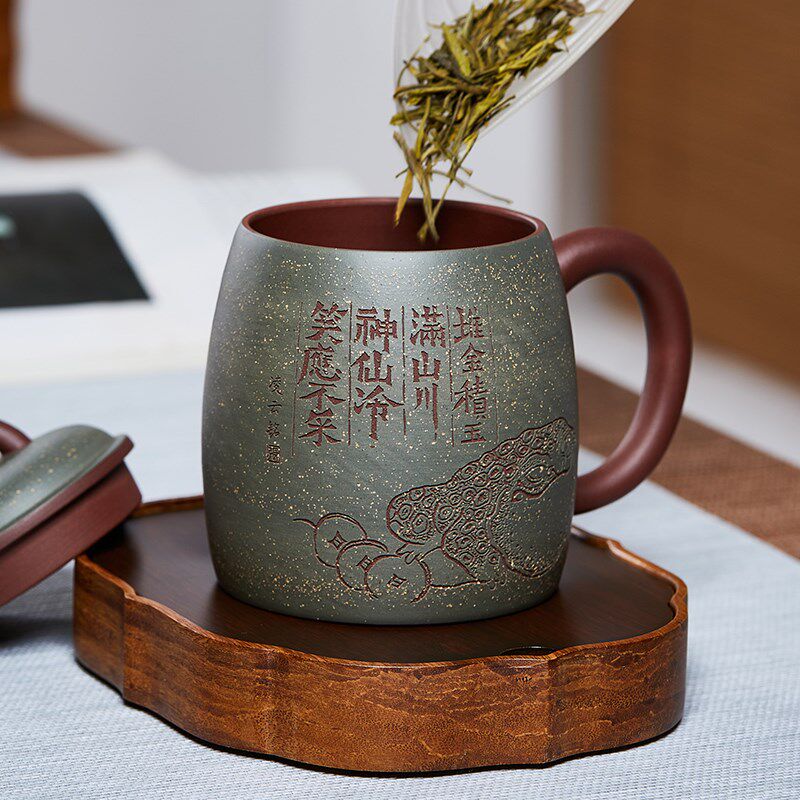 宜兴紫砂杯喝茶杯子手工粉浆泡茶杯男女士个人专用办公室盖杯茶具