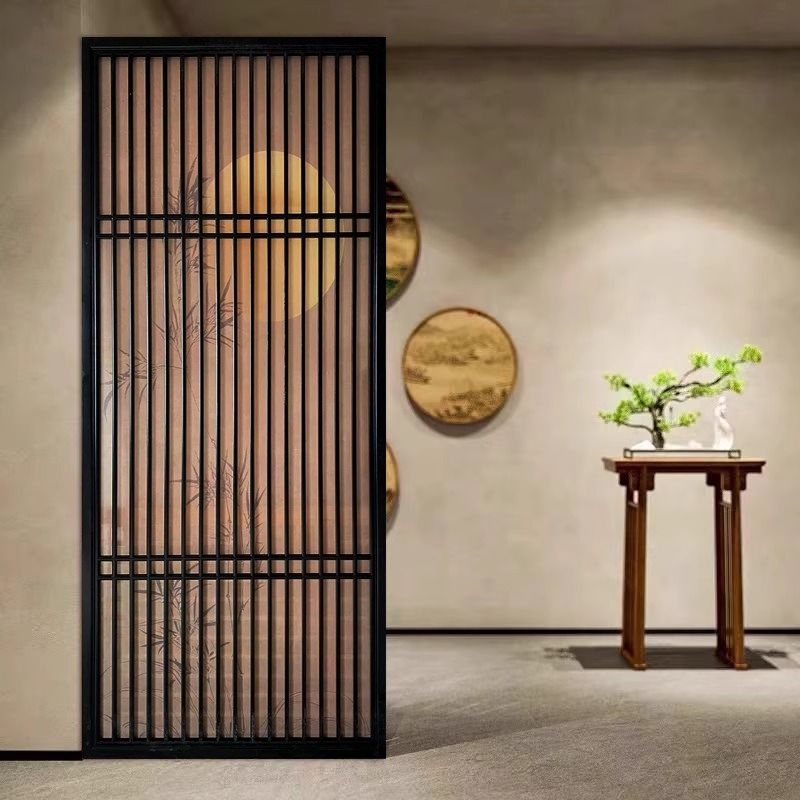 实木花格新中式屏风简约隔断镂空入户客厅玄关木格栅背景墙推拉门