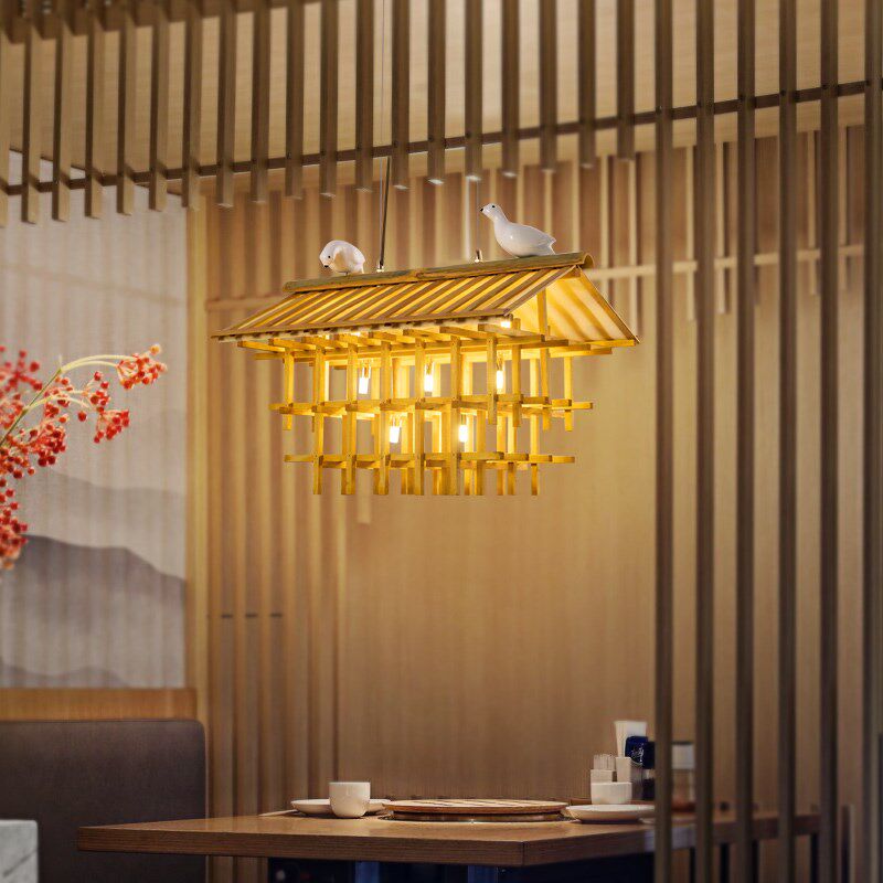 中式复古餐厅韩日式料理川湘菜吧台灯民宿酒店侘寂风禅意茶室吊灯