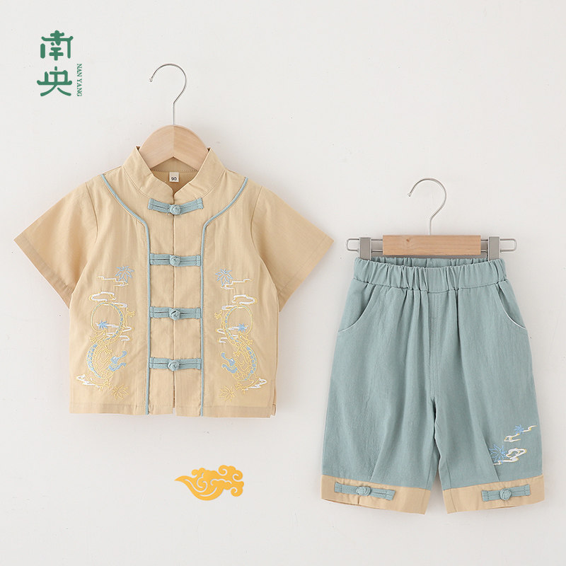 中国风童装汉服男童夏装套装民族服装儿童唐装改良古装宝宝国学服