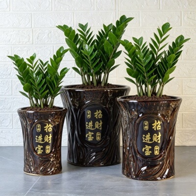 招财进宝中式陶瓷树头大号花盆