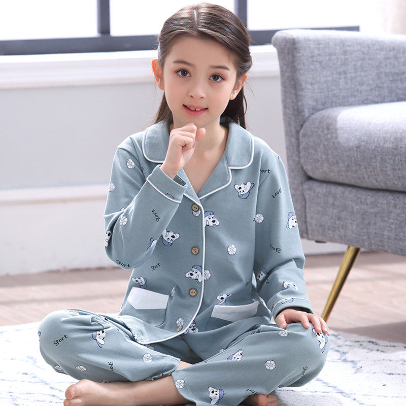 儿童睡衣女童春秋长袖纯棉少女孩本命年睡衣大红色喜庆家居服套装