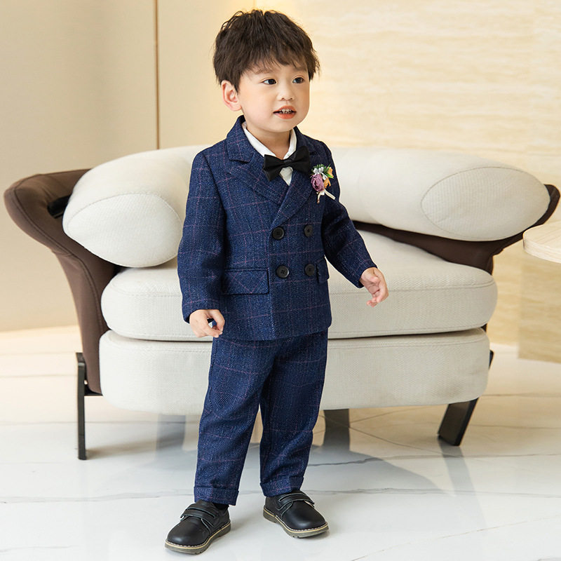 男童礼服夏秋宝宝周岁生日小西装套装儿童英伦西服花童男孩表演服