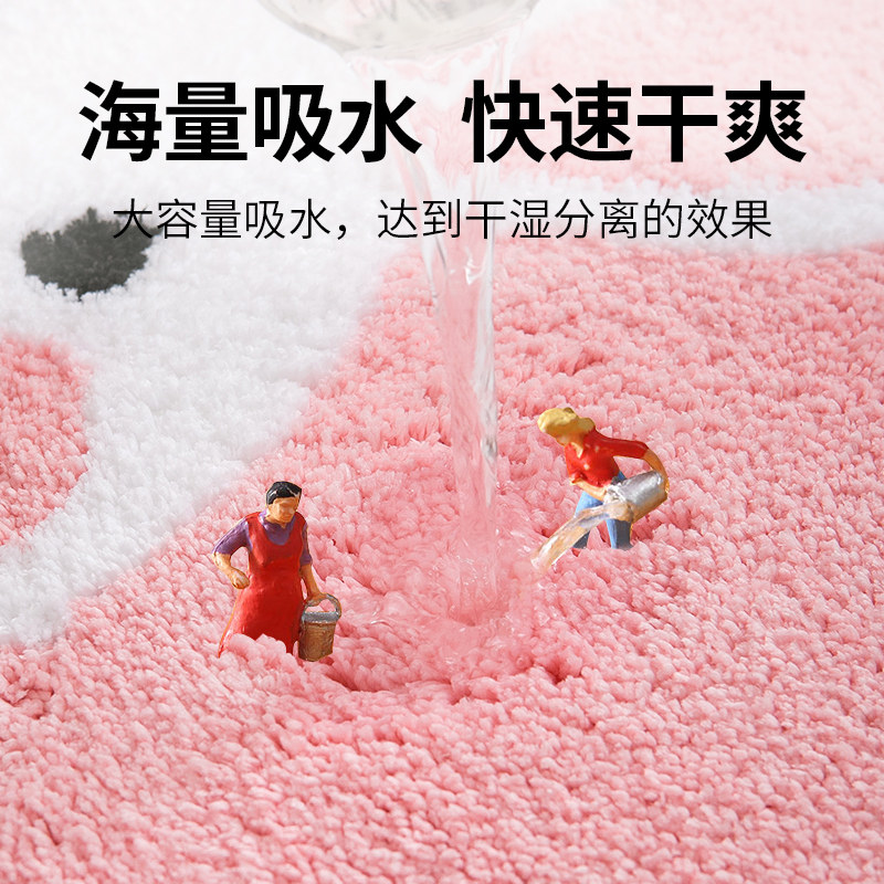 浴室吸水地垫厨房垫子床边毯长条卡通脚垫小白兔可爱门垫家用地毯