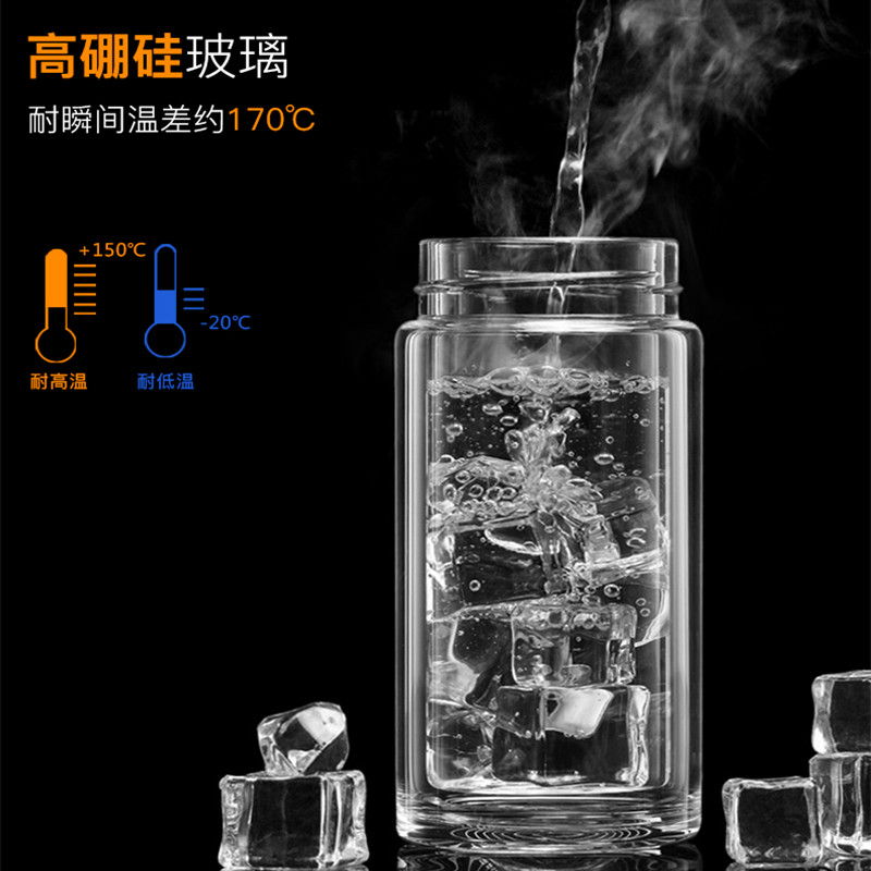 尚明茶水分离杯子双层玻璃杯车载便携式随身泡茶男士高端旅行水杯