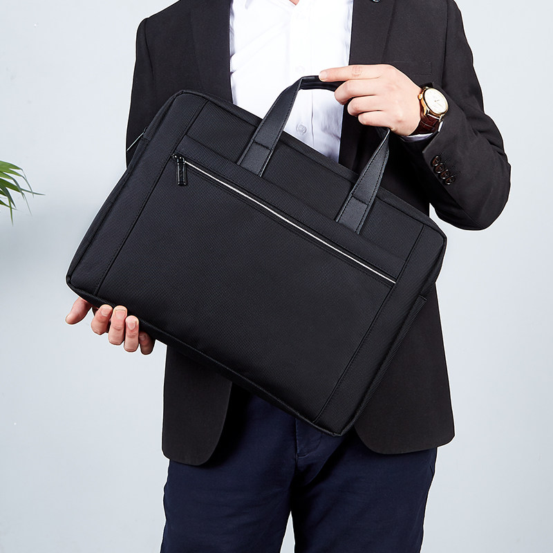 杰利公文包男帆布 手提文件袋拉链防水单肩斜挎包带肩带 大容量档