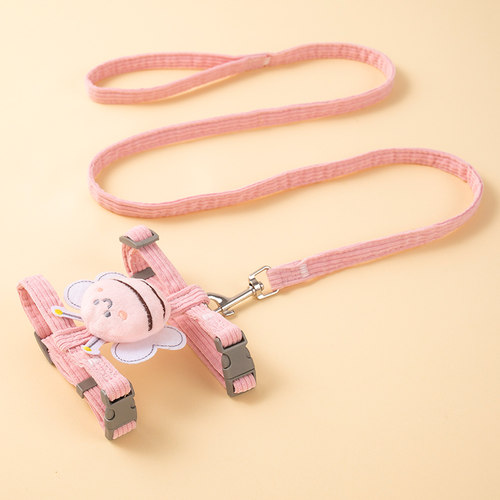 猫咪牵引绳子防挣脱宠物专用外出狗狗链子可调节网红蜜蜂溜猫神器