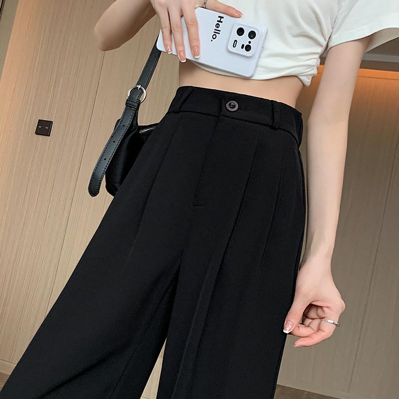 灰色西装裤女高级感垂感2023年新款夏季薄款休闲小个子窄版阔腿裤