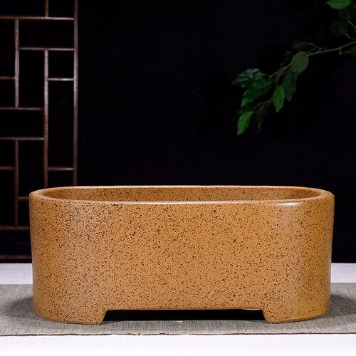 紫砂花盆椭圆形榕树盆栽室内桌面灵芝文竹盆景盆户外大号陶瓷花盆