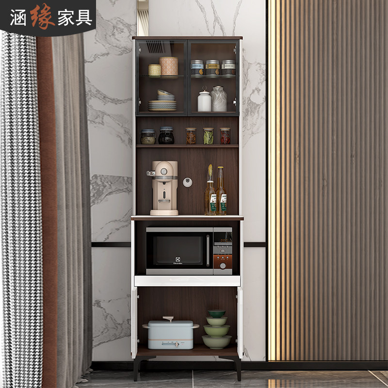 厨房岩板餐边柜储物柜一体靠墙高柜轻奢酒柜微波炉烤箱收纳置物柜