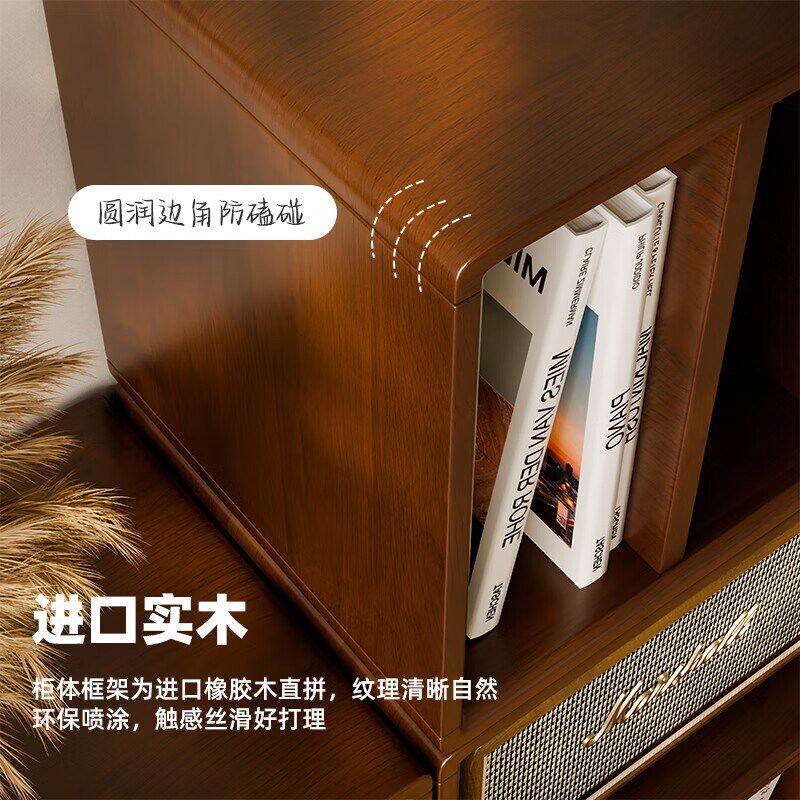实木置物架落地书柜靠墙自由组合电视柜客厅收纳储物柜模块矮柜