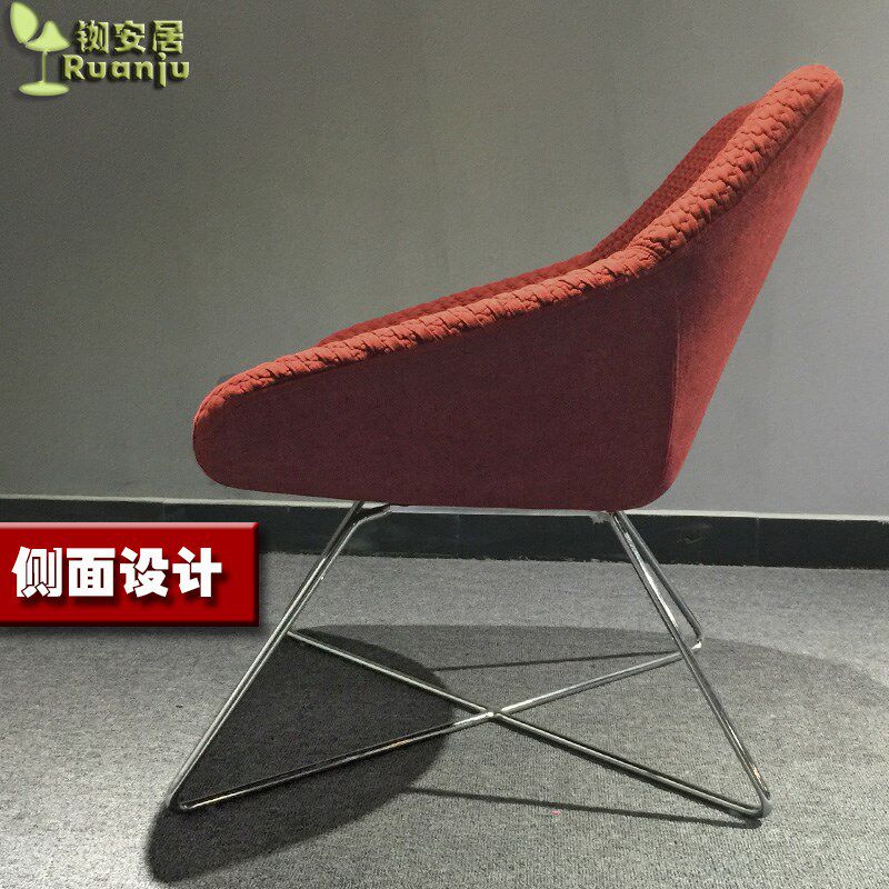 欧洲新款设计休闲椅布艺咖啡办公椅会客接待商务单人沙发椅子B313