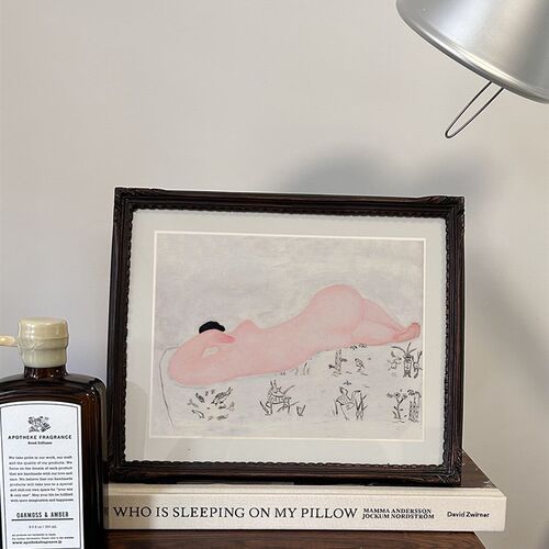 PEEJI 中古风装饰画手工上色打磨定制挂画 玄关 沙发墙常玉新中式