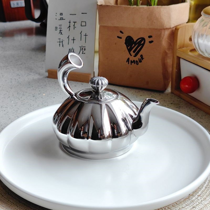 欧式304不锈钢创意家用轻奢甜品摆件储物罐茶壶糖果罐下午茶具