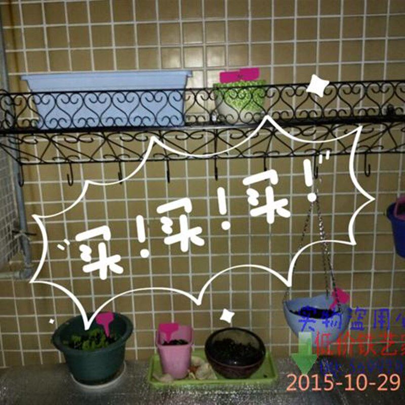 墙壁壁挂置物架隔板架带挂钩花盆架阳台铁艺花架铁艺花篮 花盆