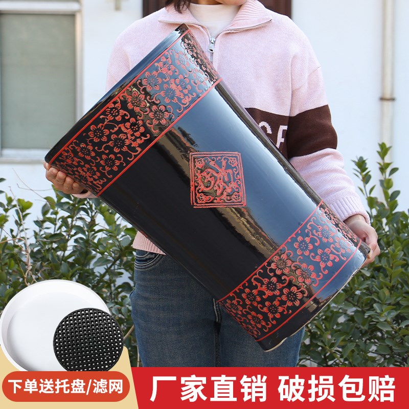 中国福复古陶瓷大花盆特大号新中式古典落地发财树阳台庭院专用