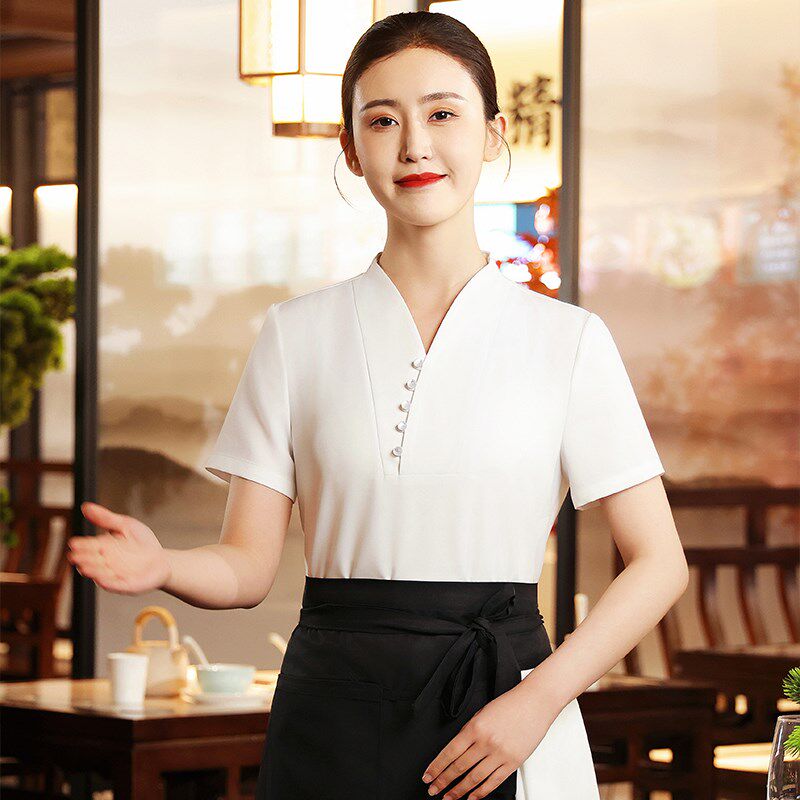 衣研堂中式餐厅服务员工作服夏季星级酒店饭店食堂餐饮工装短袖女