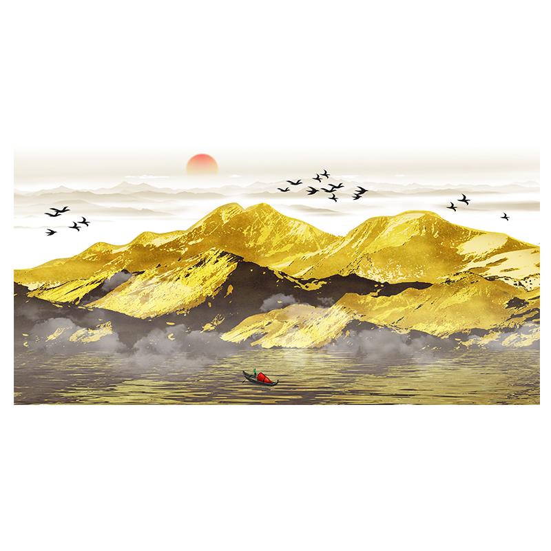 聚宝盆招财挂画欧式金山风景画客厅书房办公室沙发背景喷绘装饰画
