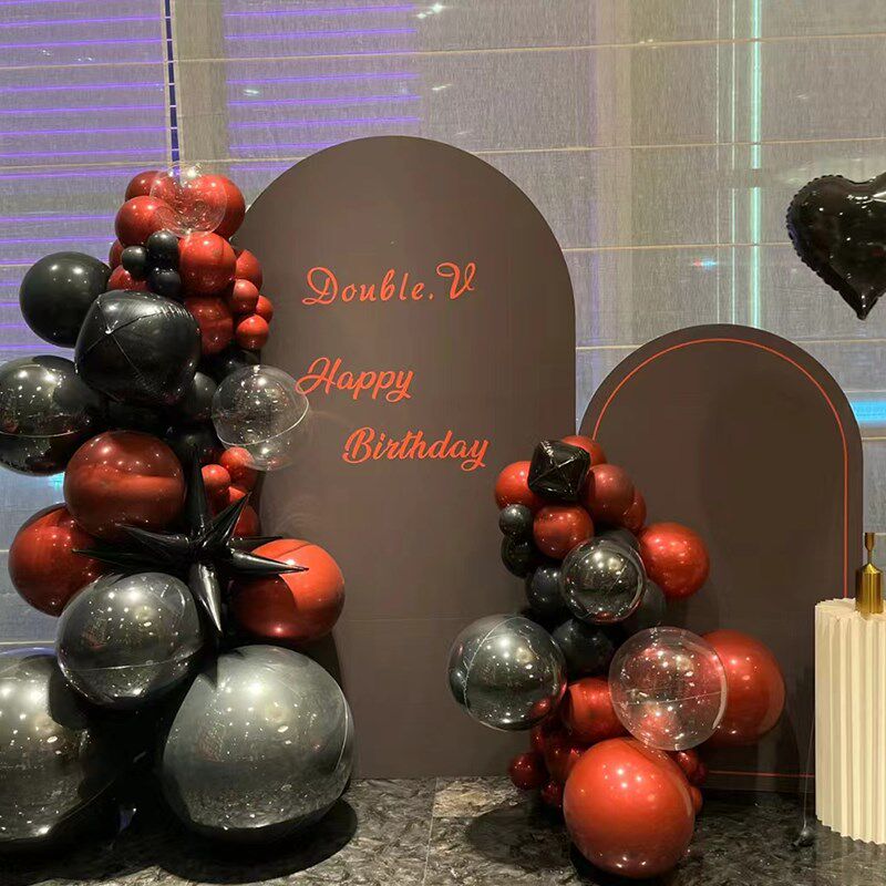 女神生日布置背景板黑红色高级感简约女朋友生日kt板定制气球套餐