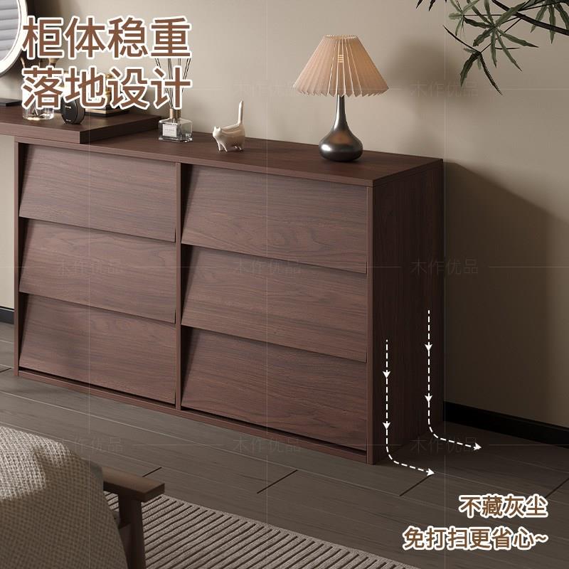 中古风实木斗柜梳妆台多层抽屉柜卧室可旋转化妆桌收纳柜储物柜
