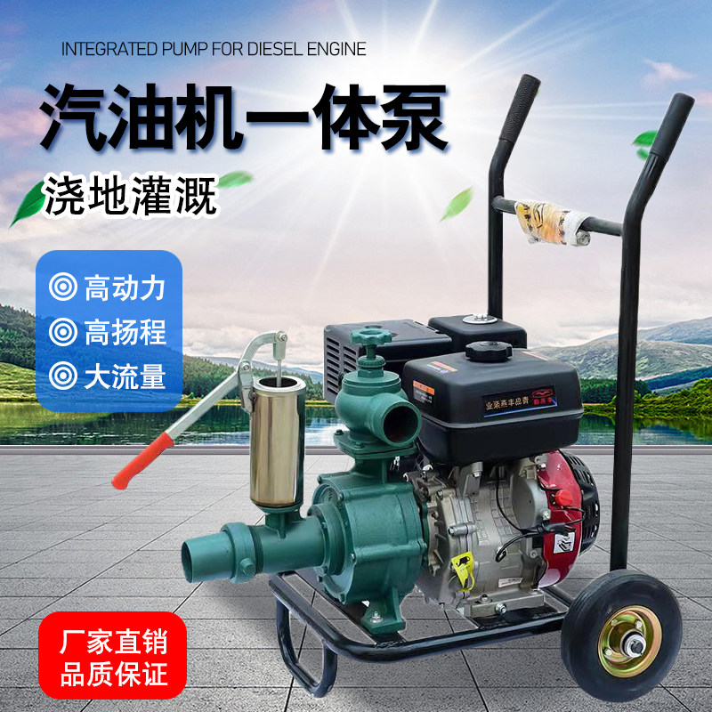 汽油机抽水泵农用灌溉电启动柴油机抽水机一体机自吸大功率高扬程