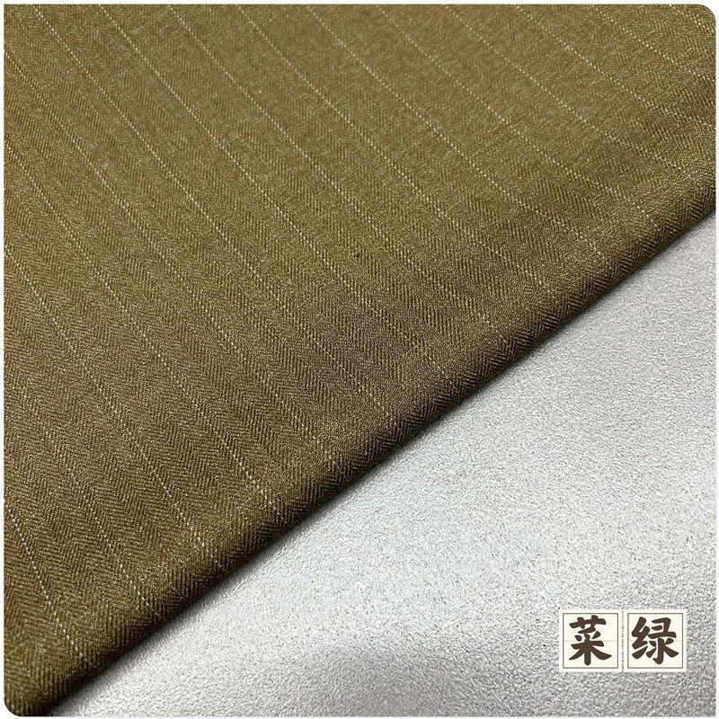 春季弹力色织毛感人字纹条子布料西服裤子裙套装职业服装面料