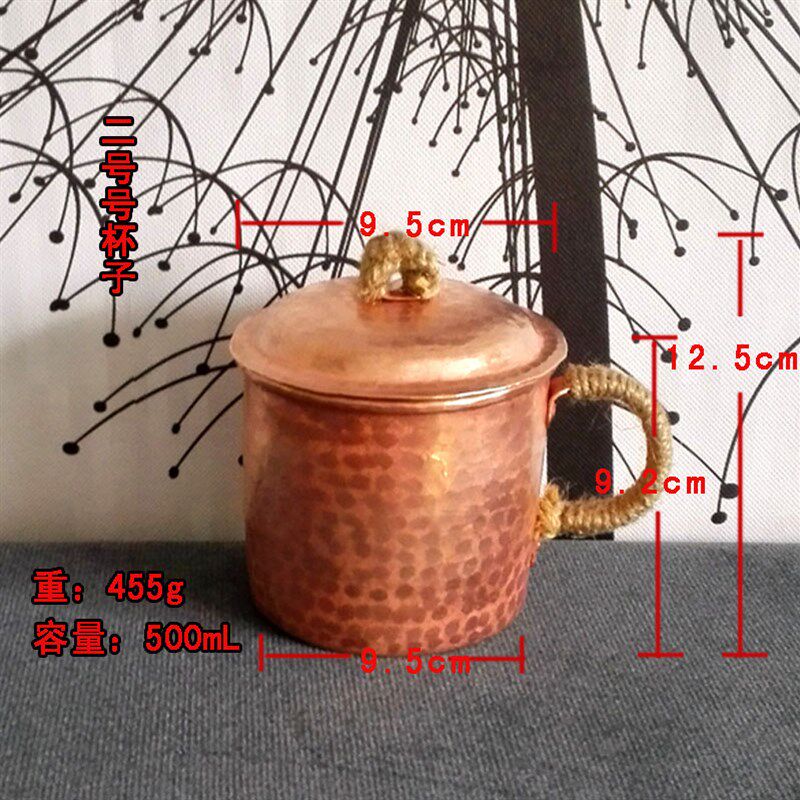 纯铜茶杯 紫铜水杯 铜杯子 纯手工铜茶缸 纯铜带盖口杯