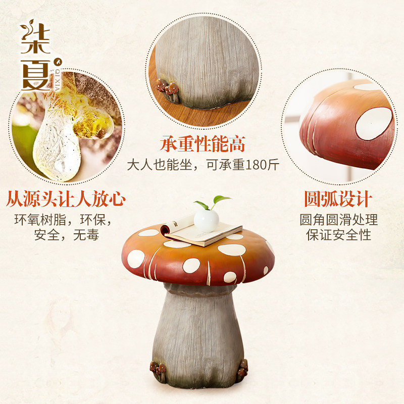 儿童房装饰品摆件 卧室阳台可爱蘑菇桌椅组合欧式创意家居工艺品