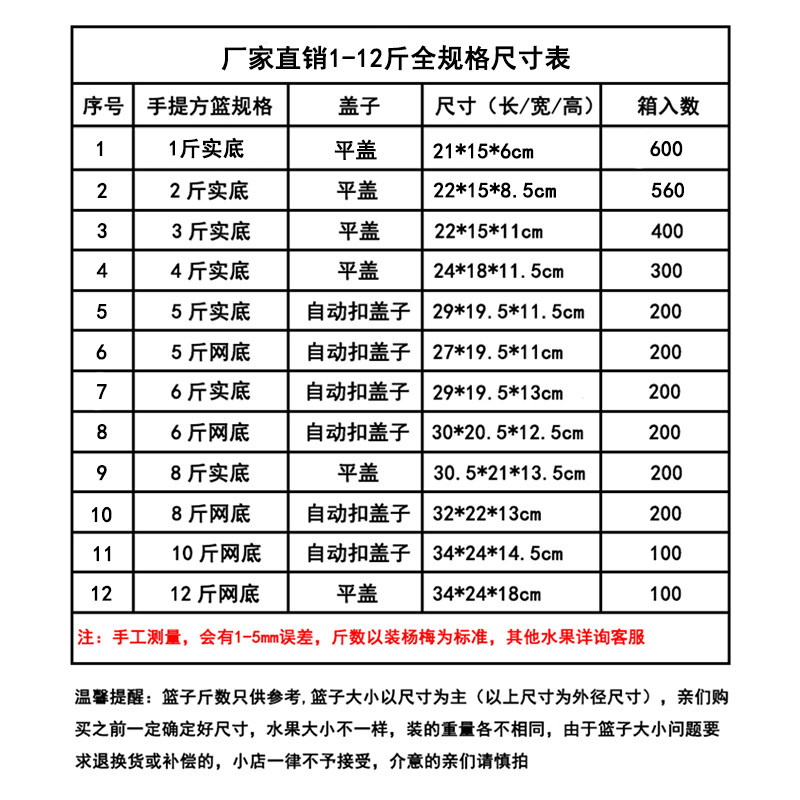 包邮1-12斤塑料篮子杨梅草莓枇杷葡萄樱桃篮水果采摘篮手提水果筐