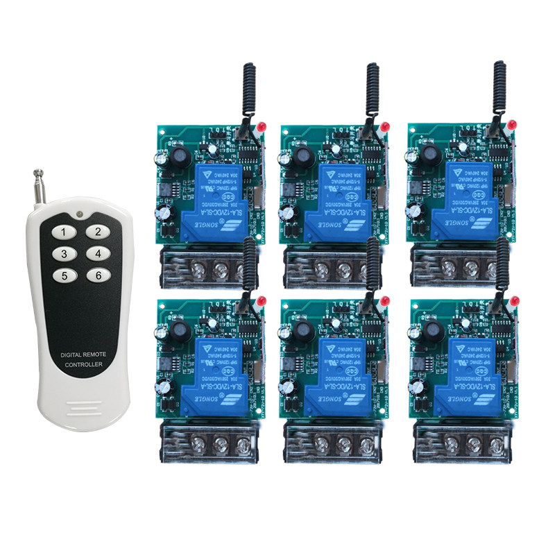 12V-72V直流无线遥控开关一拖6路电灯具水泵控制器大功率200米6键