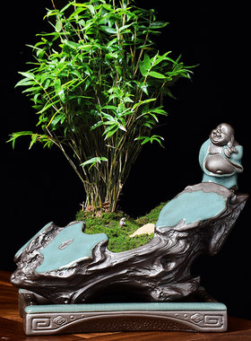 中国风造景盆陶瓷花盆复古创意盆景盆紫砂禅意绿植盆栽室内意境盆