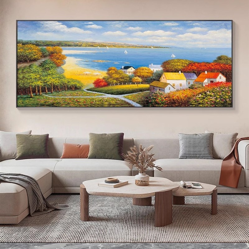 梵高丰收世界名画客厅装饰画横版麦田油画沙发背景墙壁画轻奢挂画