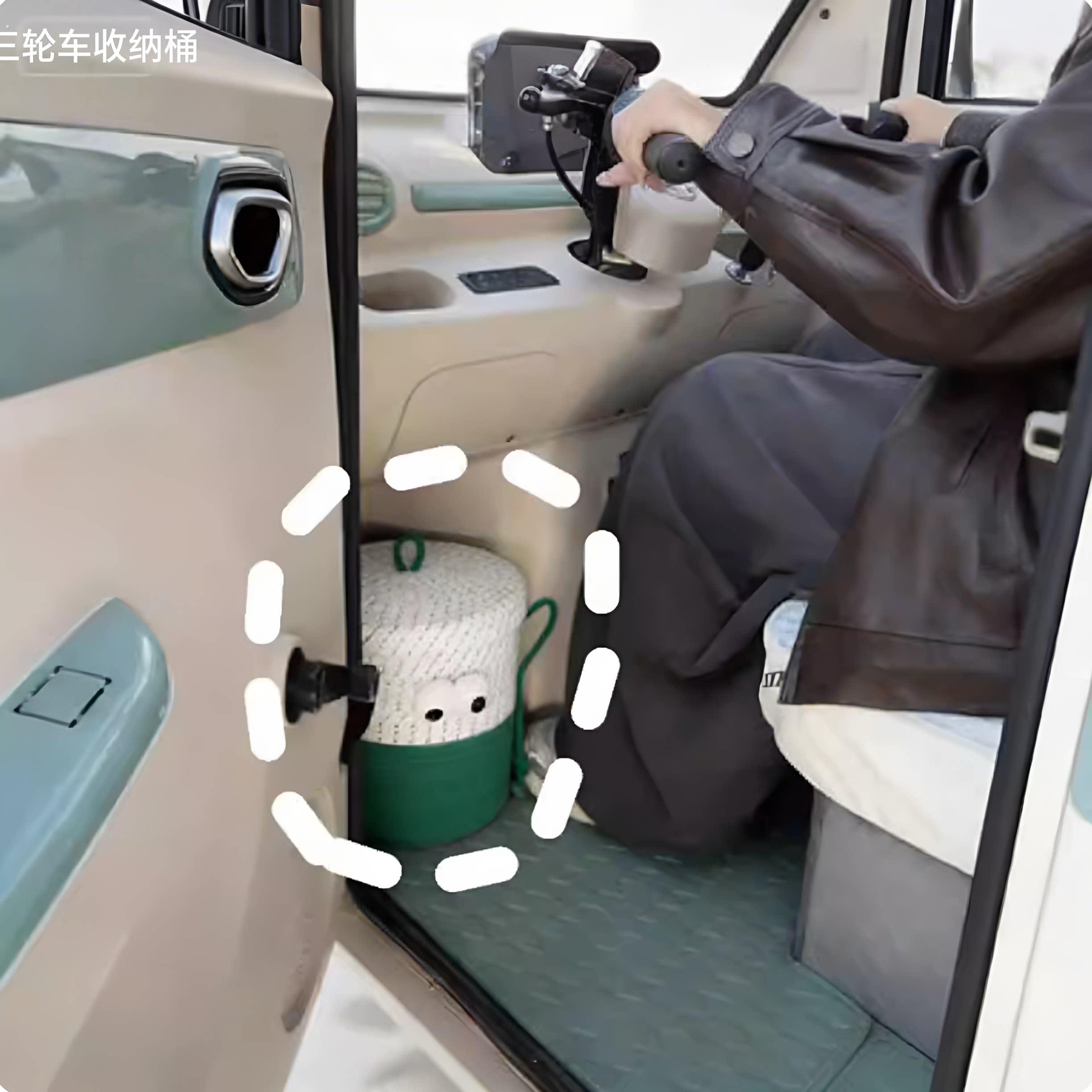 三轮车装饰用品电动三轮车改造小配件前排车用置物箱收纳桶圆筒