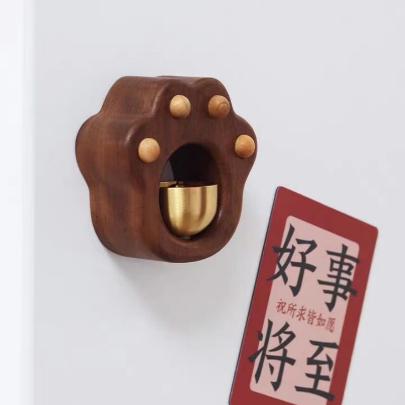 入户门铃铛挂件猫爪风铃磁吸门可粘贴多巴胺铜铃进门提醒乔迁礼物