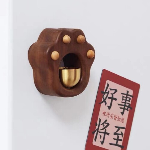 入户门铃铛挂件猫爪风铃磁吸门可粘贴多巴胺铜铃进门提醒乔迁礼物