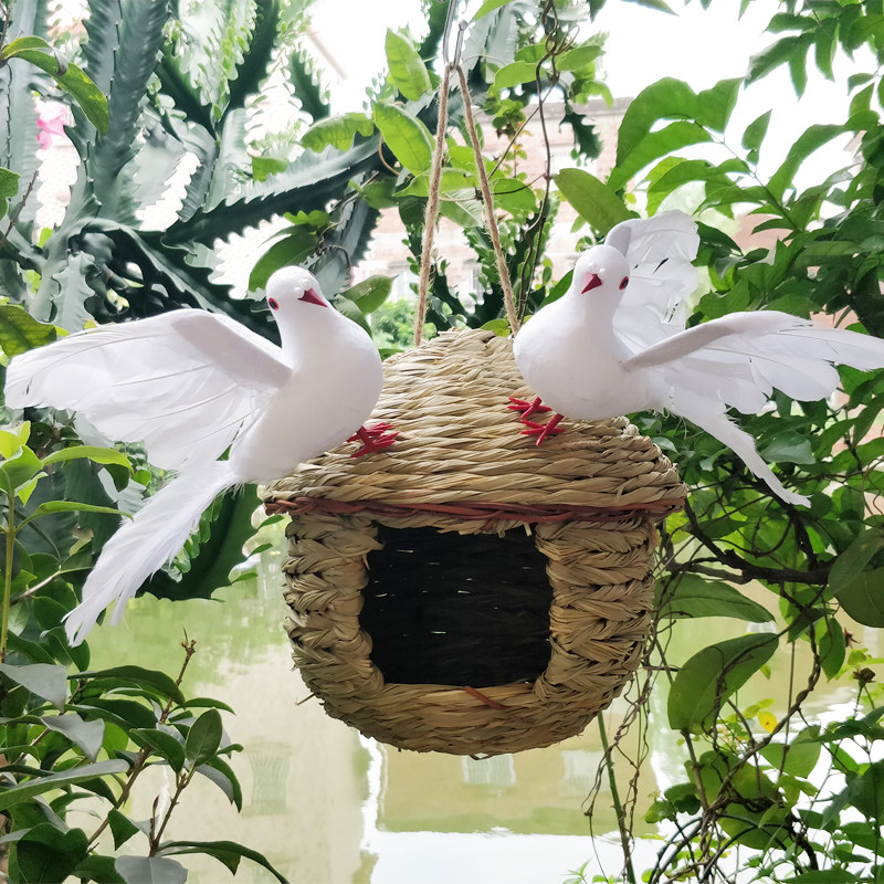 手工草编鸟窝鸟巢鸽子窝八哥鹩哥繁殖窝牡丹旋风虎皮鹦鹉花园用品