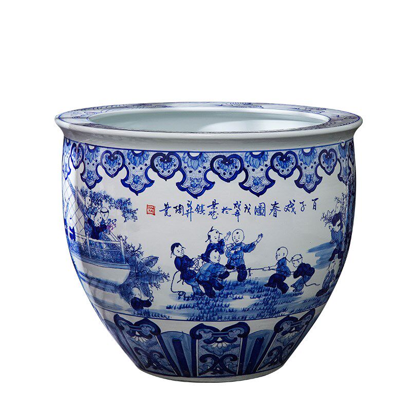 景德镇陶瓷鱼缸庭院门海大缸荷花缸古法养鱼缸风水缸青花瓷缸摆件