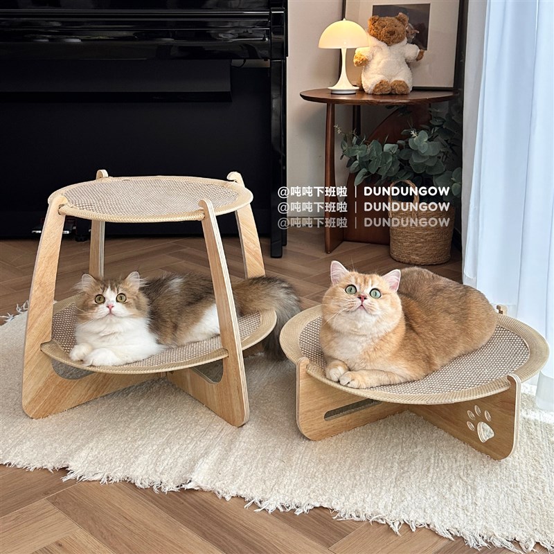 DUNDUN双层猫窝猫抓板双面麻垫夏天透气四季通用猫吊床可睡可磨爪