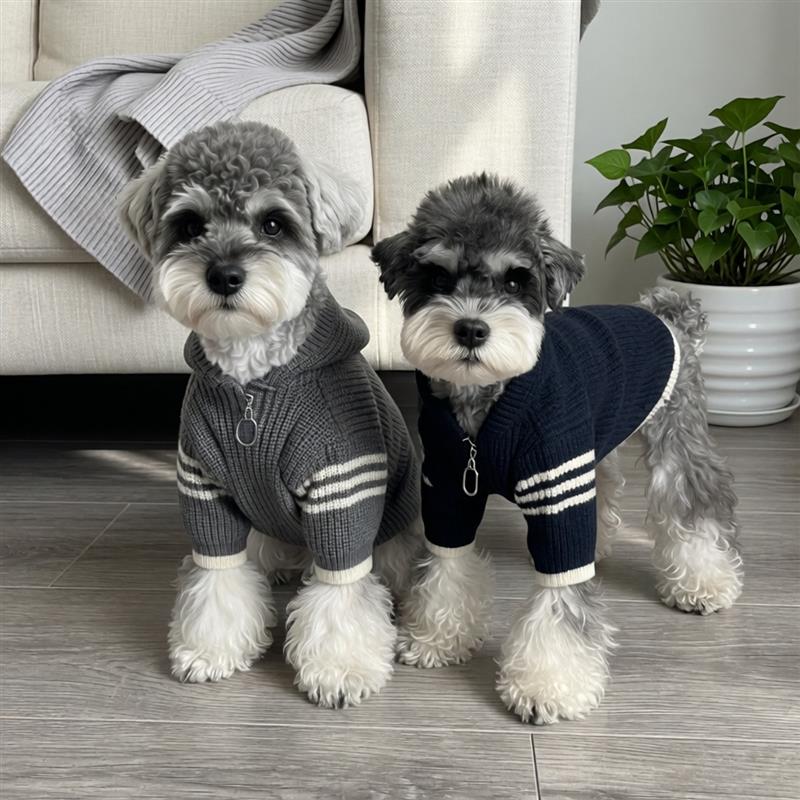 宠物猫狗春秋保暖针织连帽小型犬雪纳瑞泰迪马甲宠物服装可爱毛衣