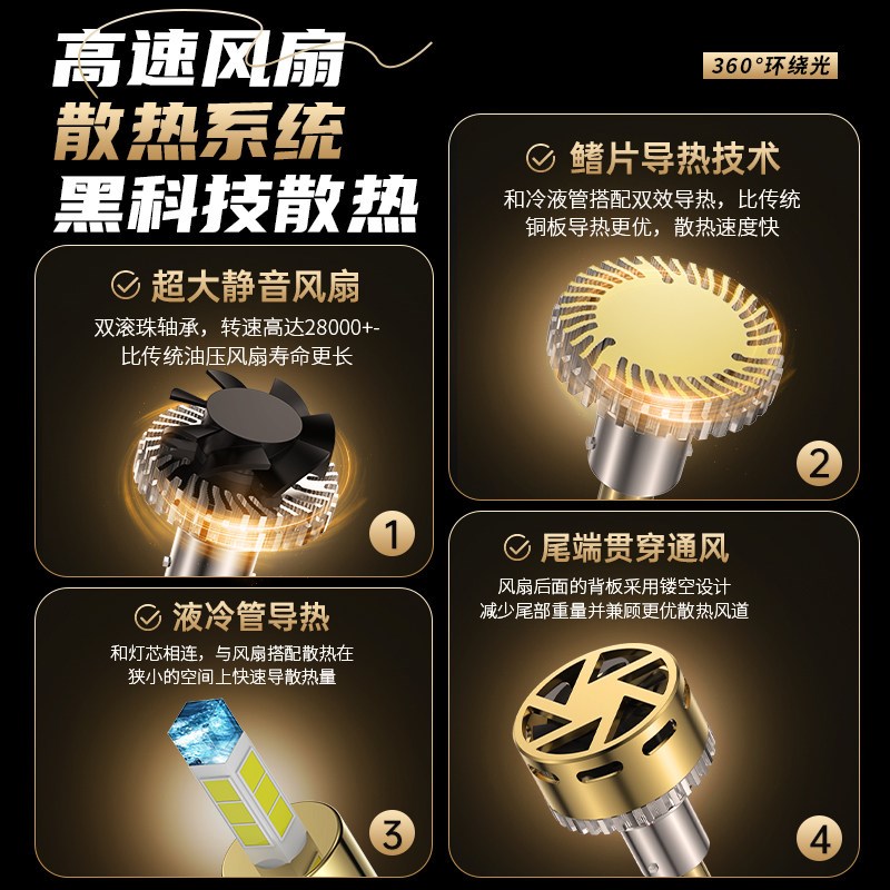 汽车激光led大灯H7超亮9005改装H11远近光H4透镜9012强光H1车灯泡