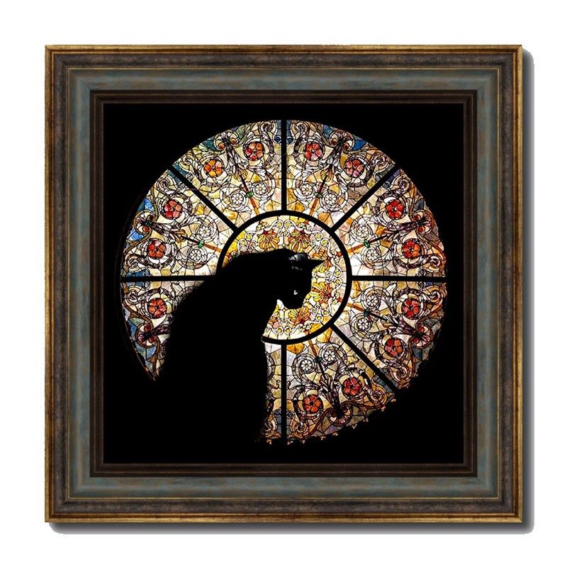 欧式正方形画框迷你教堂的猫拼图相框装裱可定制任意尺寸画框可挂