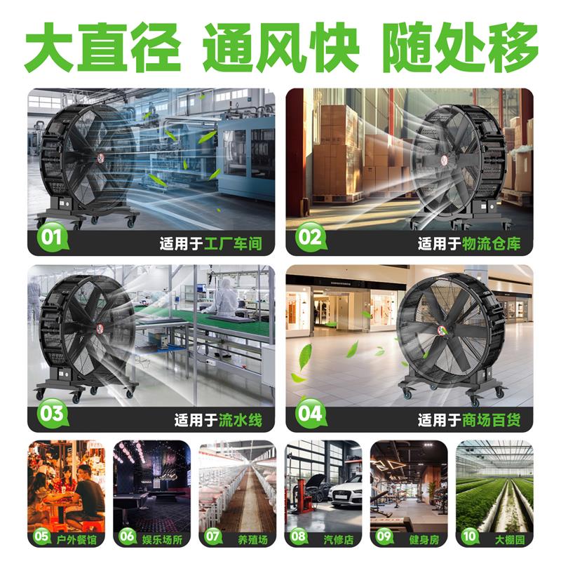 工业风扇强力电风扇大功率车间仓库工厂用大风机手推可移动大风扇