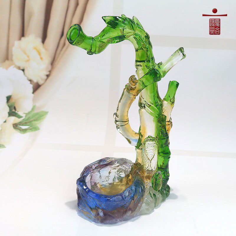 琉璃富贵竹子节节高办公桌上装饰开业礼品送老外创意工艺品小摆件
