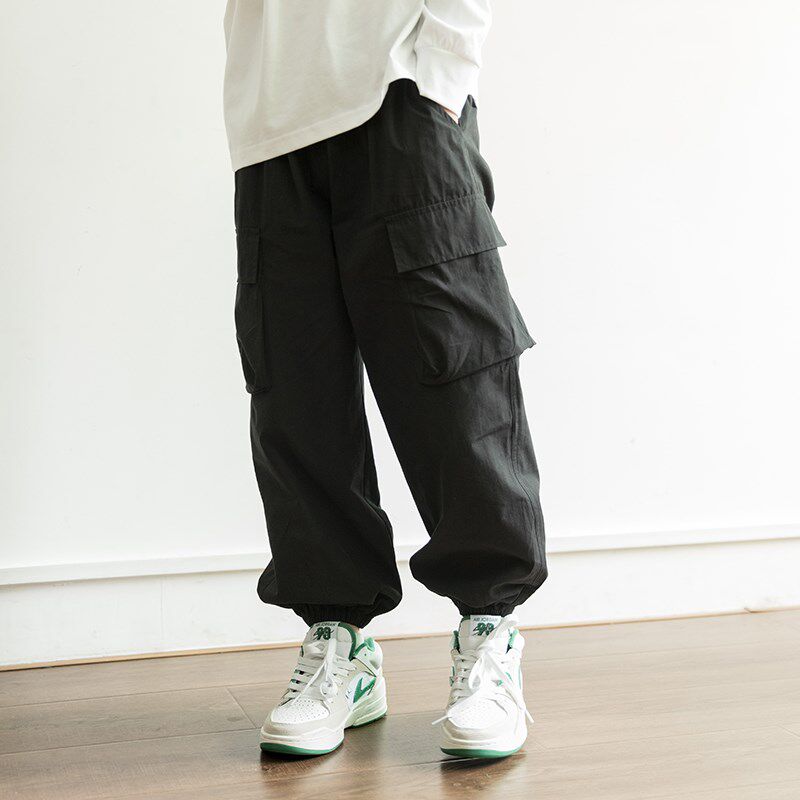 男童黑色工装裤2024新款童装中大童宽松薄款长裤儿童休闲裤防蚊裤